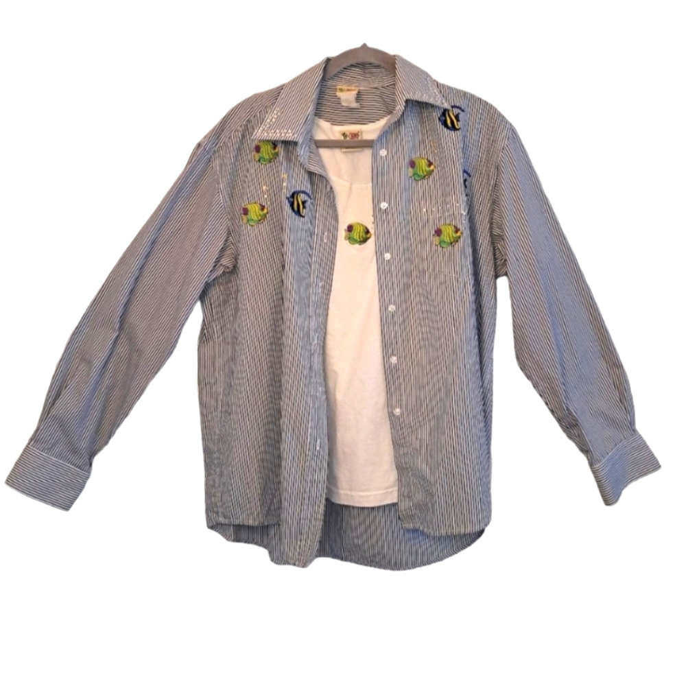 Cactus California Two Piece Fish Shirt Set Size Large